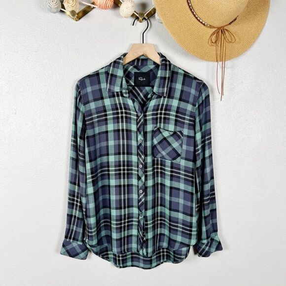 Rails Hunter Relaxed Fit Plaid Long Sleeve Button Down Shirt Smoke Agave Small - Picture 6 of 8
